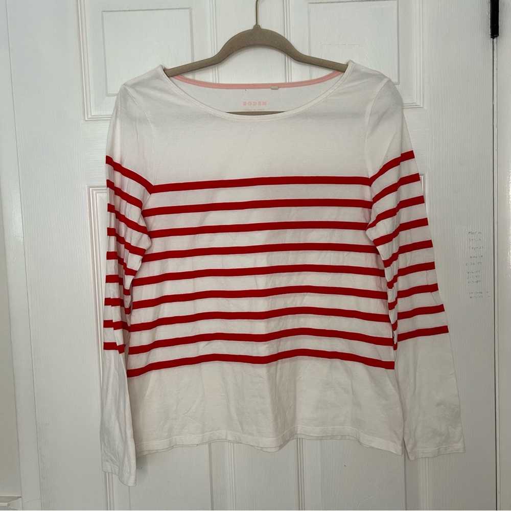 Boden Ella Long Sleeve Breton Striped Shirt